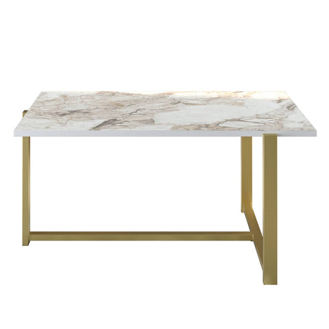 Decorotika - Merideths Marble Effect Metal Coffee Table For Living Room and ...