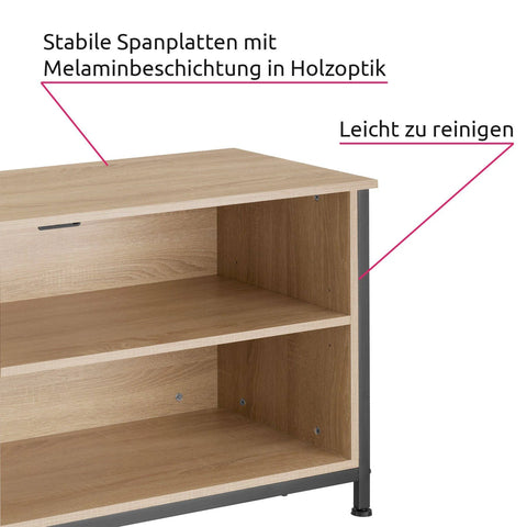 Tectake TV Cabinet Navan 147X41X60.5 cm with 4 Compartments & Adjustable Shelves ...