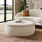 Dunelm Large Round Storage Pouffe, Chenille Ivory, Cream