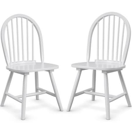 2 Piece Wooden Kitchen Dining chairs with High Spindle Back-White