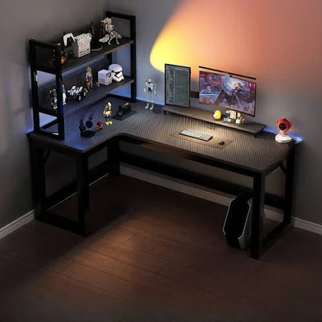 LAKIQ Efficient Writing Table with Side Shelf, Hutch, Desk Return, Butcher Block ...