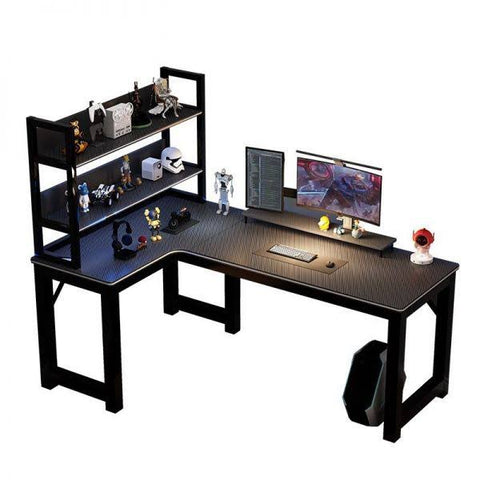 LAKIQ Efficient Writing Table with Side Shelf, Hutch, Desk Return, Butcher Block ...