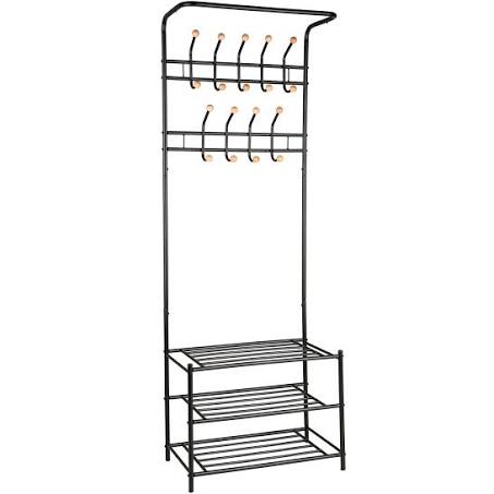 Tectake Wardrobe with Shoe Rack - Black