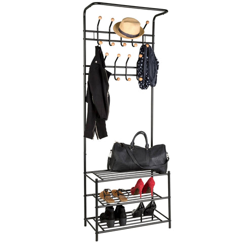 Tectake Wardrobe with Shoe Rack - Black