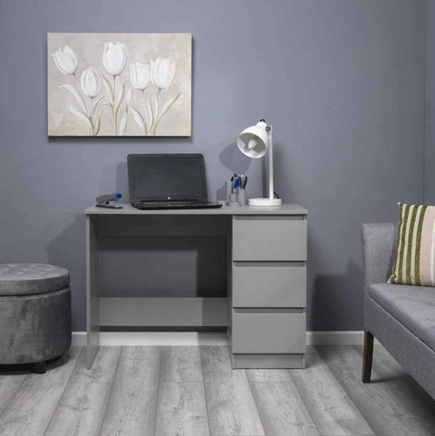 FWStyle Stora 3 Drawer Dressing Table Desk - Matt Grey