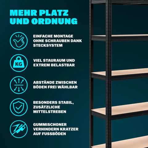 monzana Heavy Duty Shelving 180x90x40cm Black 875kg