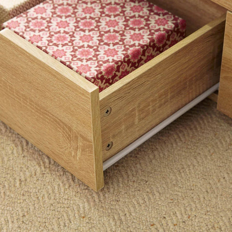 Home Source Bruges 2 Drawer Lift-Up Coffee Table Storage Unit - Light Oak