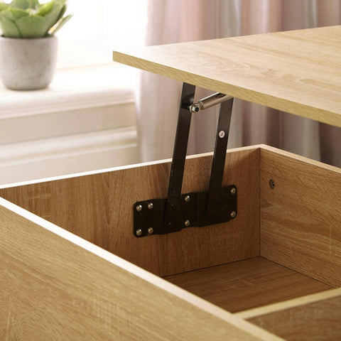 Home Source Bruges 2 Drawer Lift-Up Coffee Table Storage Unit - Light Oak