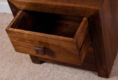 Solid Mango Wood Bedside Table with Drawers