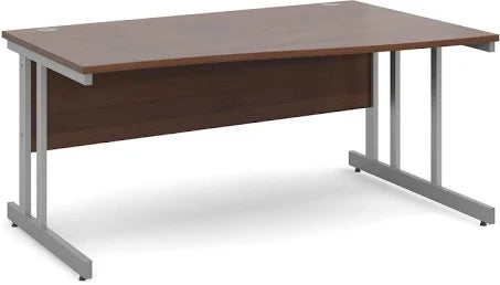 Dams Momento Wave Desk with Twin Cantilever Legs - 1600 x 800-990mm - Walnut Wood ...