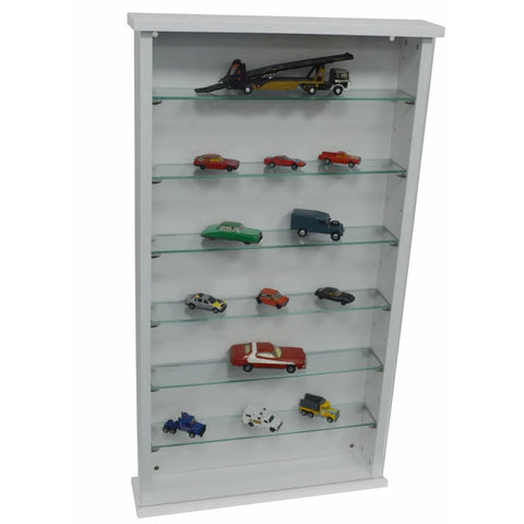 Watsons Exhibit Solid Wood 6 Shelf Glass Wall Display Cabinet White