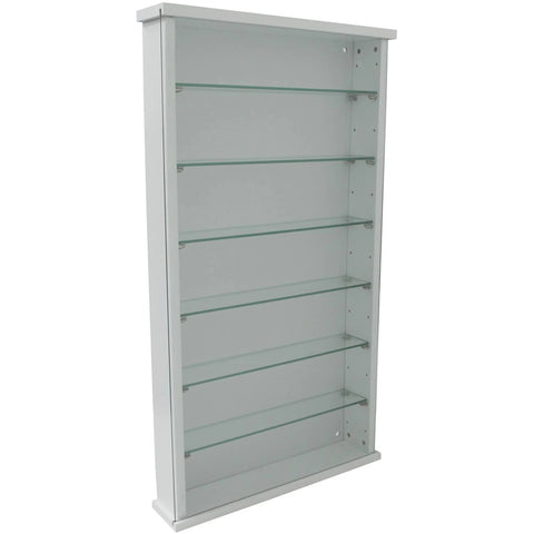 Watsons Exhibit Solid Wood 6 Shelf Glass Wall Display Cabinet White