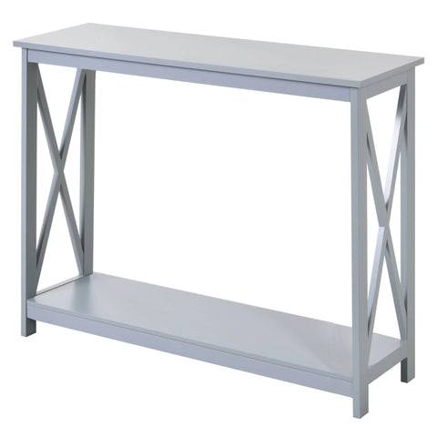 HOMCOM Console Table Hallway Desk W/Storage Shelf, x design, Grey
