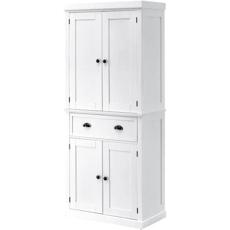 HOMCOM Freestanding Kitchen Pantry Storage Cabinet, White