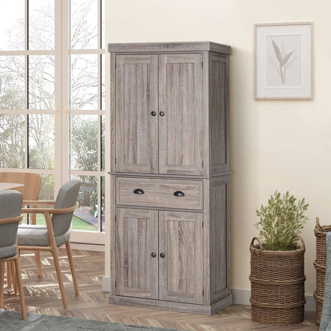 HOMCOM Freestanding Kitchen Pantry Storage Cabinet, White