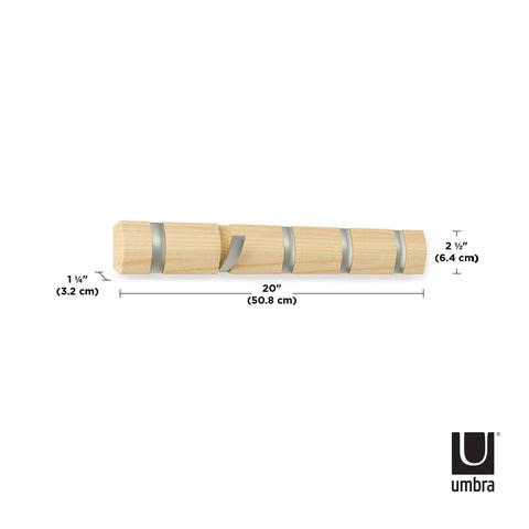 Umbra - Black Walnut Flip 5 Coat Hook