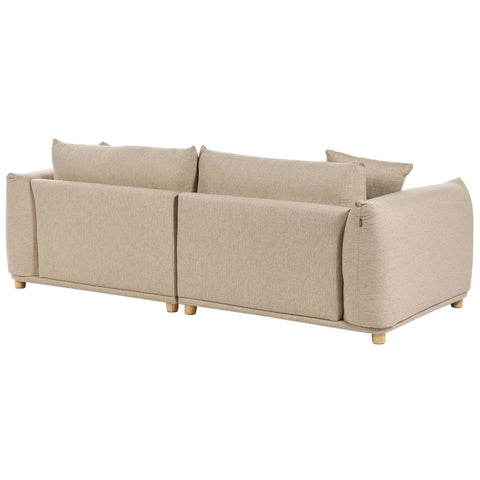 Fabric Sofa Light Beige Polyester Upholstery 3 Seater with Scatter Cushions ...