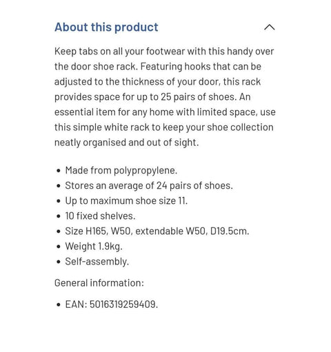 Lloyd Pascal &co. 10 Tier Over The Door Shoe Rack