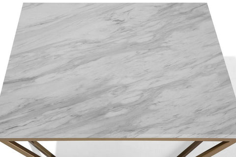 Beliani Coffee Table Marble Effect Gold and White Malibu