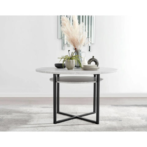 Furniture Box Adley Storage Dining Table and 4 Brown Chairs, Grey