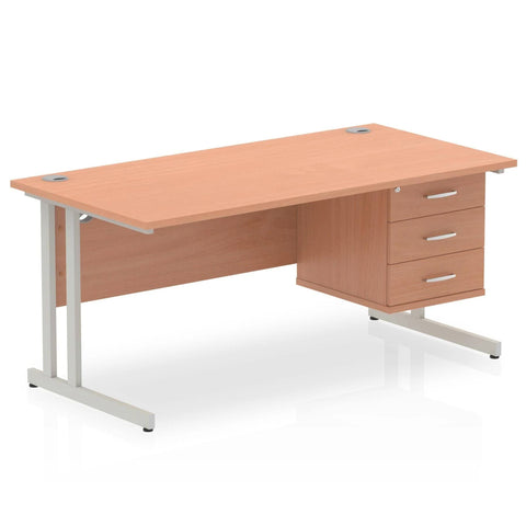 Impulse 1600 x 800mm Straight Office Desk Black Top White Cantilever Leg ...