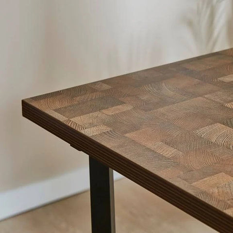 Dunelm Brayden 4-6 Seater Rectangular Dining Table, Parquet Effect, Dark Wood ...