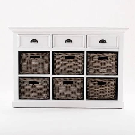 NovaSolo Halifax Coastal White Sideboard with 6 Baskets