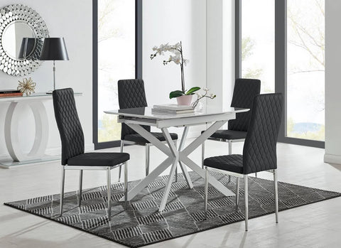 Furniturebox Lira 120 Extending Dining Table and 4 Cappuccino Milan Chairs ...