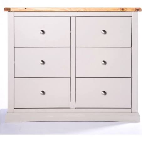 Loreo 3 Over 3 Drawer Chest - Grey / Chrome / Knob - Cabinet Bits