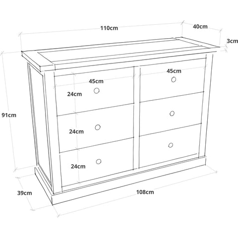 Loreo 3 Over 3 Drawer Chest - Grey / Chrome / Knob - Cabinet Bits