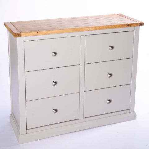 Loreo 3 Over 3 Drawer Chest - Grey / Chrome / Knob - Cabinet Bits
