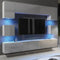 Panorama Wall TV Unit White & Grey with High Gloss Doors and LED Lighting ...