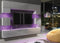 Panorama Wall TV Unit White & Grey with High Gloss Doors and LED Lighting ...