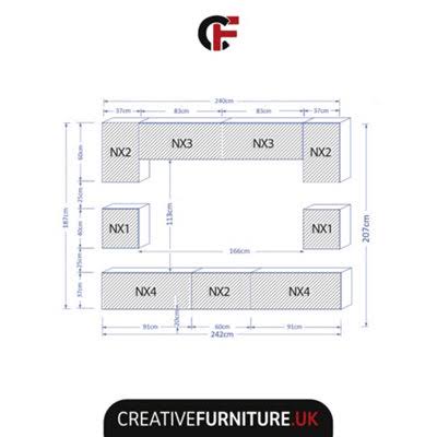 Panorama Wall TV Unit White & Grey with High Gloss Doors and LED Lighting ...