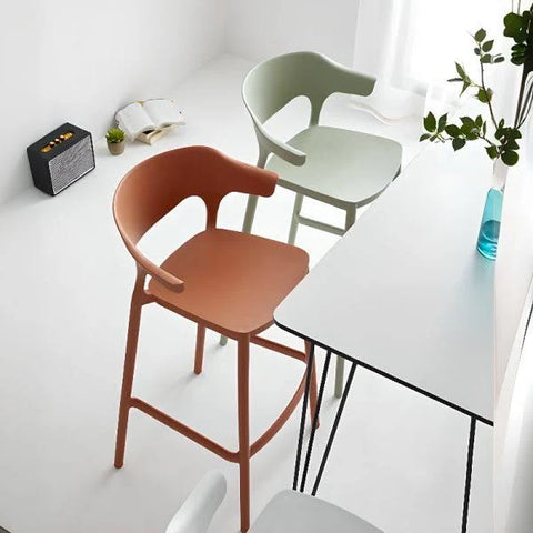 Pileable Apricot Color Polymer Compound Equestrian Seat Bar Stools with Arms ...