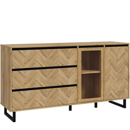 Nikomedes Sideboard in Spica Oak Matt Black Bartex Oak
