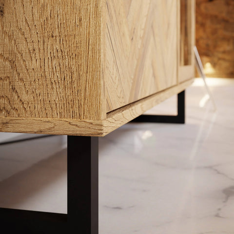 Nikomedes Sideboard in Spica Oak Matt Black Bartex Oak