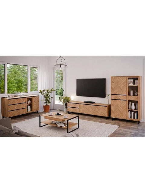 Nikomedes Sideboard in Spica Oak Matt Black Bartex Oak
