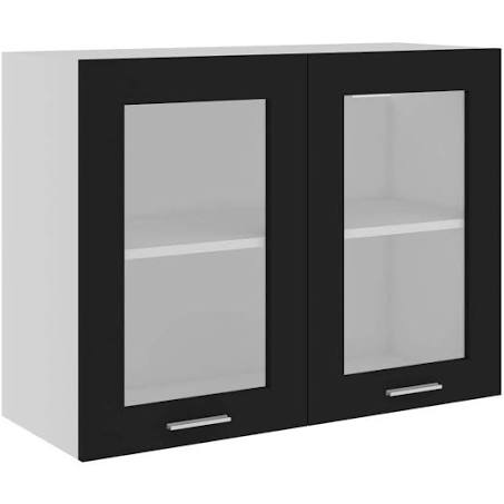vidaXL Hanging Glass Cabinet Chipboard Kitchen Furniture Storage Shelf Wall ...