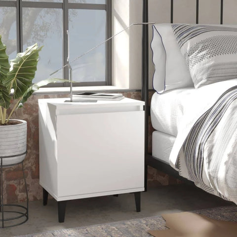 vidaXL Bed Cabinets with Metal Legs 2 Pcs White 40x30x50 cm
