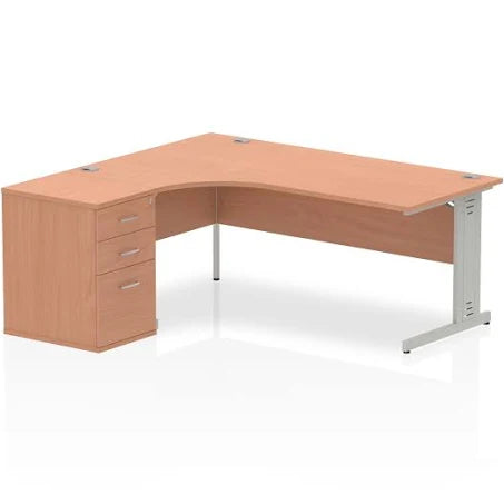 Impulse 1800mm Cable Managed Left Crescent Desk Workstation