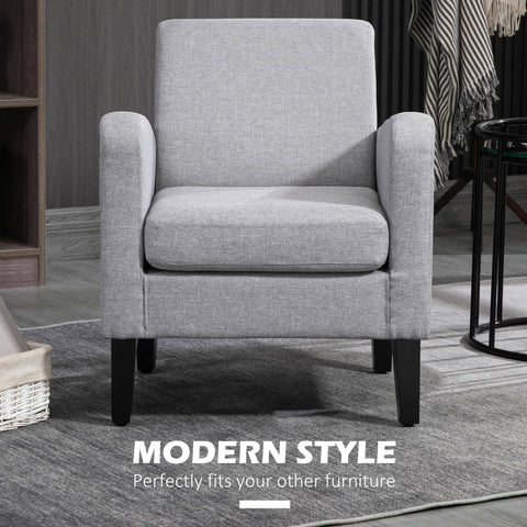 HOMCOM Modern Accent Armchair Light Grey, Grey