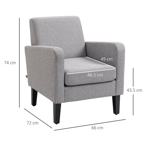 HOMCOM Modern Accent Armchair Light Grey, Grey