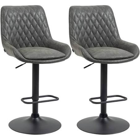 HOMCOM Adjustable Bar Stools Set of 2, Retro Swivel Kitchen Stool