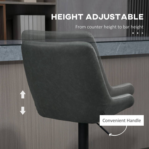 HOMCOM Adjustable Bar Stools Set of 2, Retro Swivel Kitchen Stool