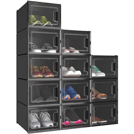 YITAHOME Shoe Box, Set of 12 Medium Size Shoe Storage Lightweight Plastic ...