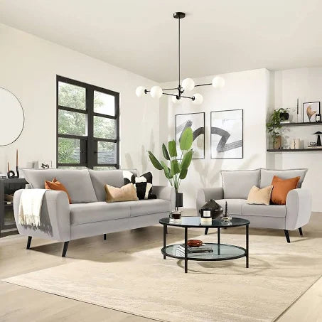 Grace 3+2 Seater Sofa, Dove Grey Classic Plush Fabric
