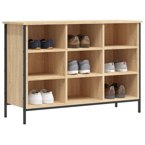 vidaXL Shoe Cabinet Smoked Oak 100x35x50 cm Engineered Wood