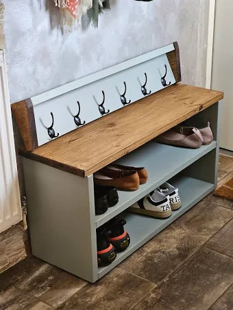 Solid Wooden Shoe Rack and matching coat rack-sold separately or as set ...