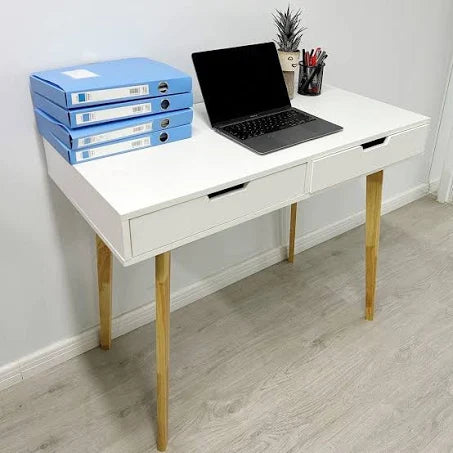 Gr8 Home Wooden White Computer Desk with Drawers - Ivory